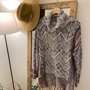 Fringed High Low Sweater